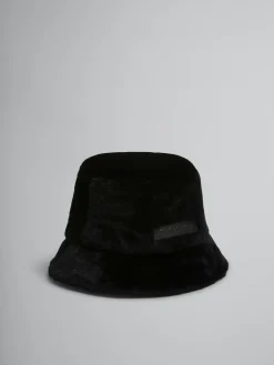 Hats>Marni Shaved Shearling Bucket Hat BLACK
