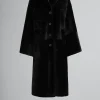 Coats & Jackets>Marni Shaved Shearling Coat With Padded Shoulders BLACK