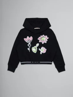 Kids>Marni Sweatshirt With Sequined Flowers BLACK