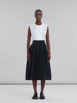Skirts>Marni Taffeta Pleated Skirt BLACK