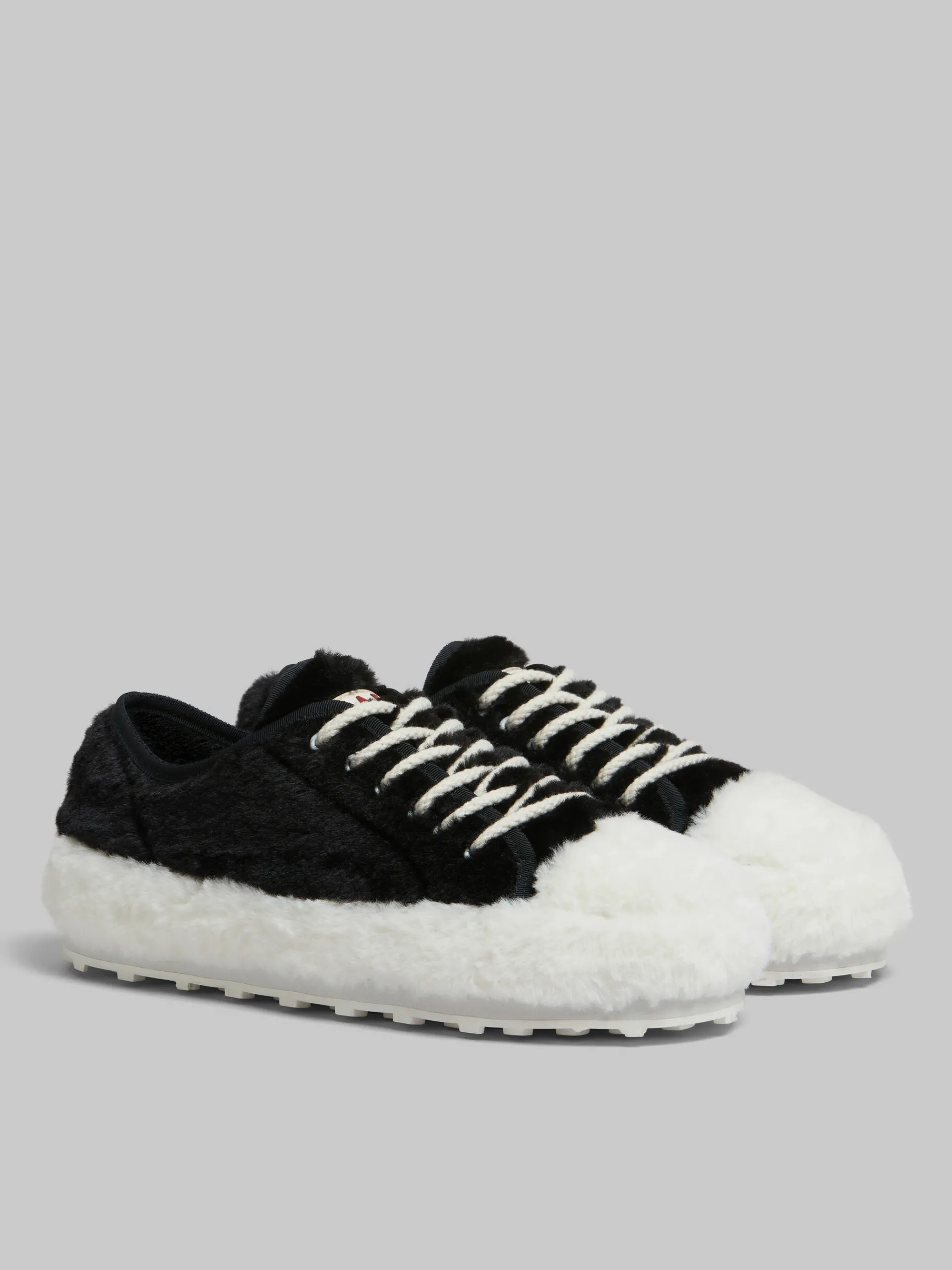 Sneakers>Marni Black Teddy Tennis Sneaker LILY WHITE/BLACK