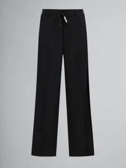 Pants>Marni Tropical Wool Trousers With Satin Stripes BLACK