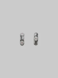 Earrings>Marni Tube Earrings With Rhinstone Daisies BLACK