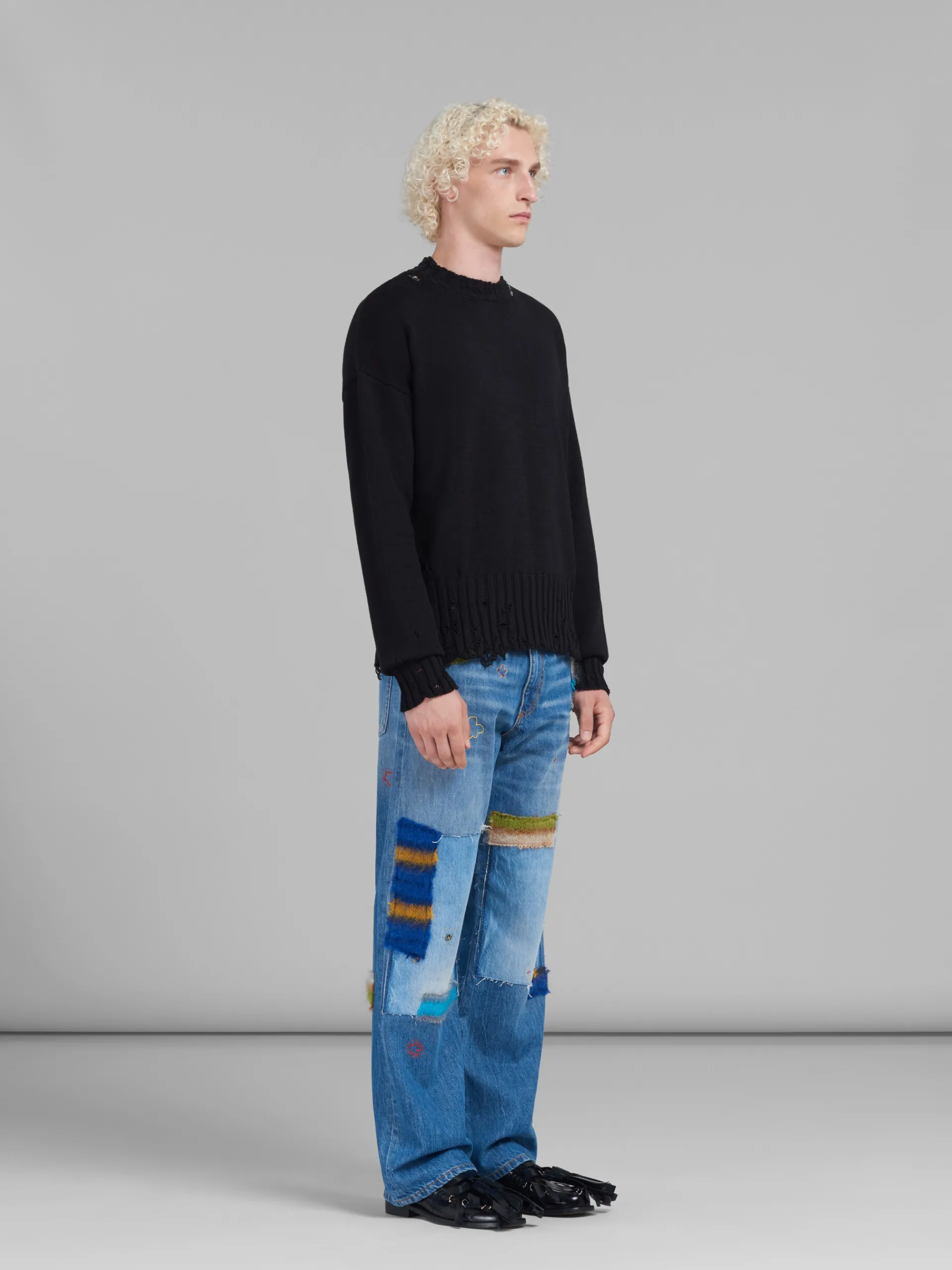 Knitwear>Marni Twisted Crewneck Sweater BLACK