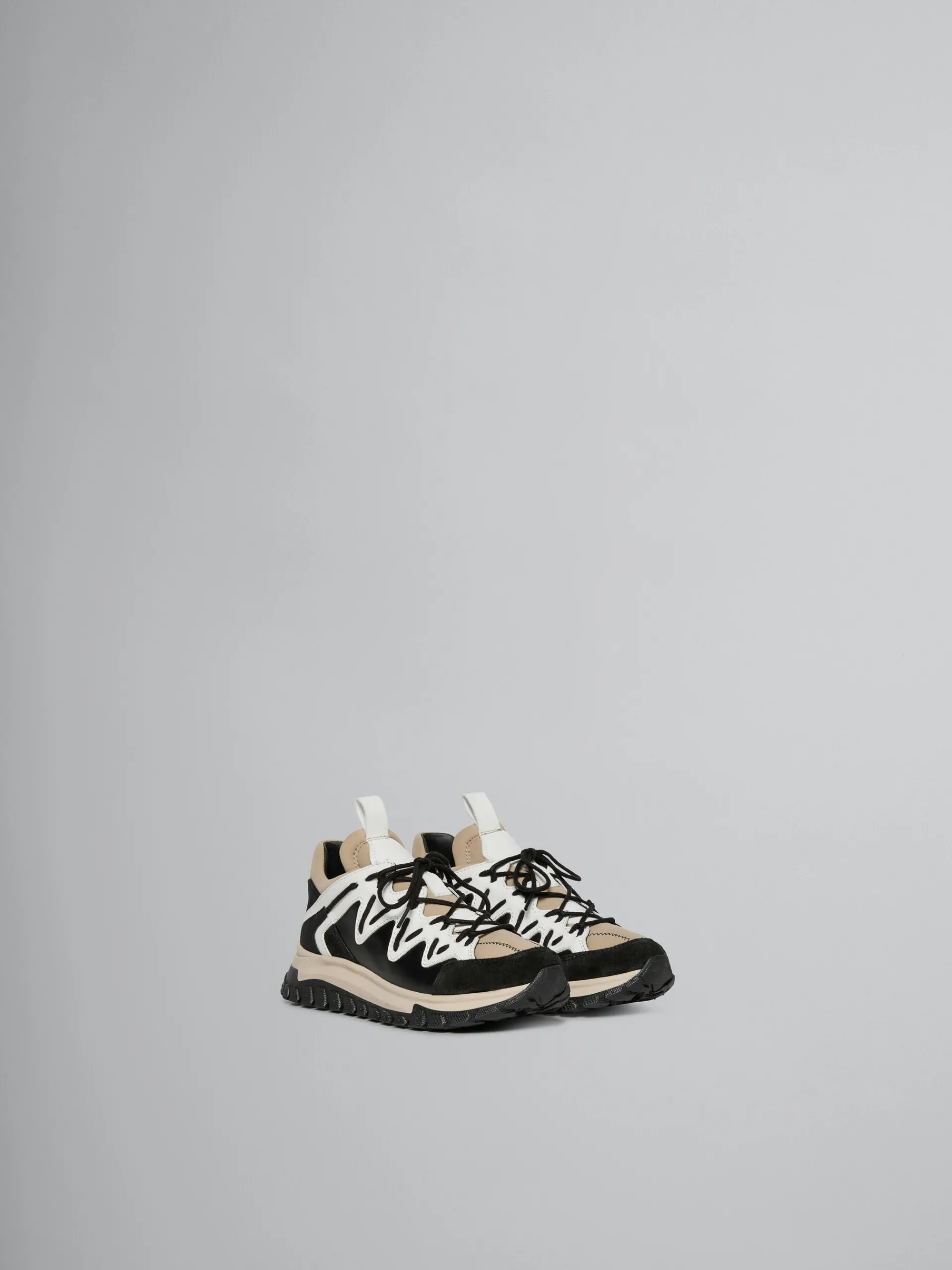 Kids>Marni Black, White And Beige Running Sneaker BLACK/BEIGE/WHITE
