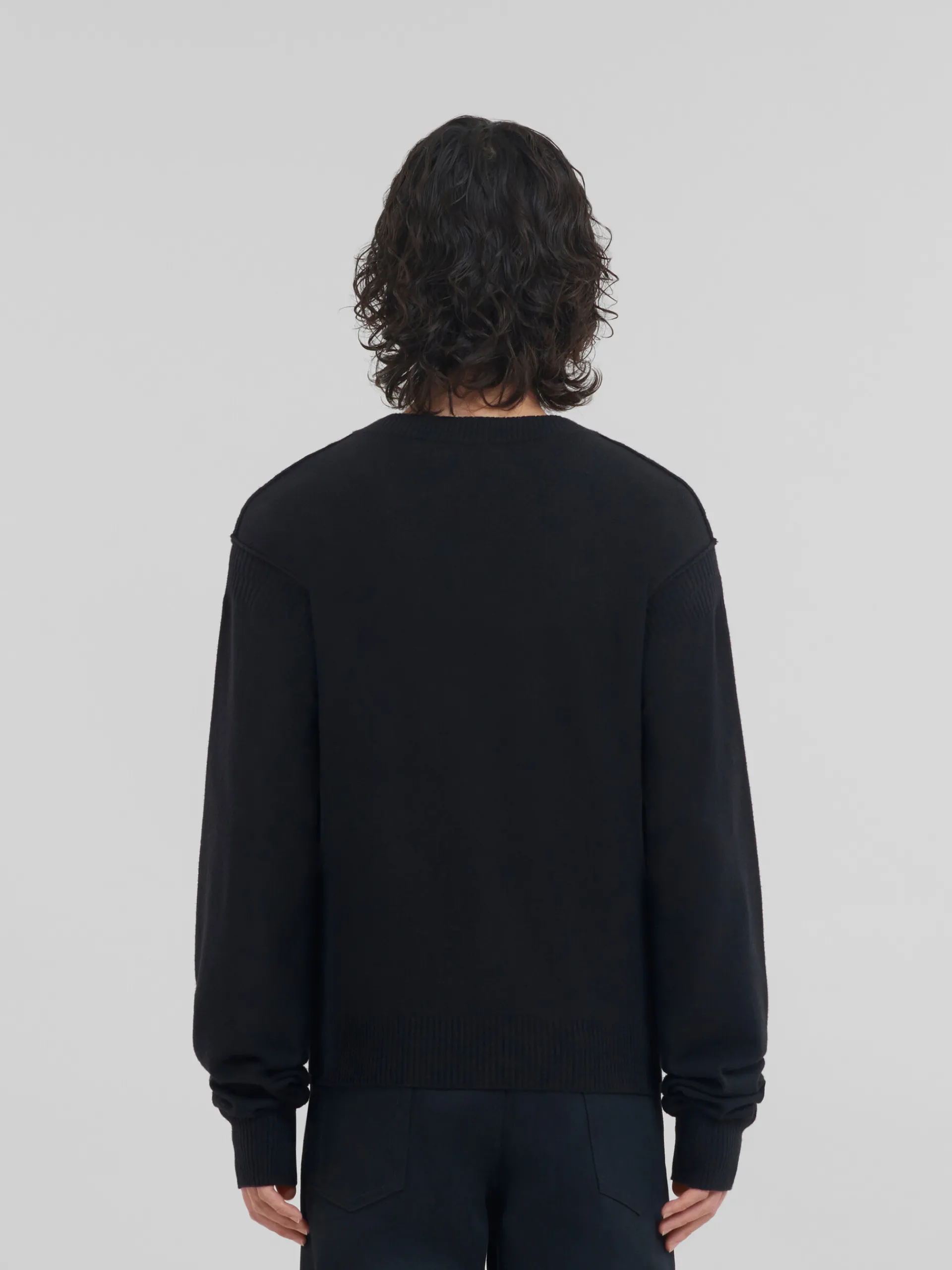 Knitwear>Marni Wool And Cashmere Crewneck With Logo BLACK