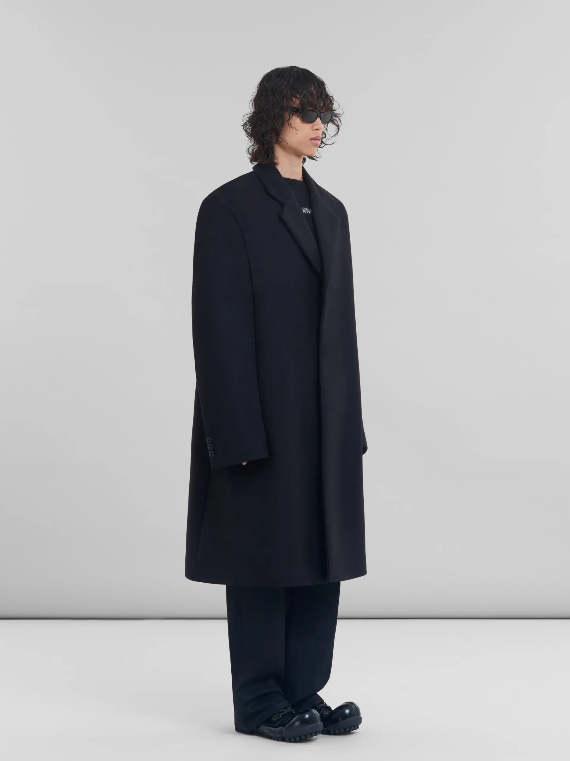Knitwear>Marni Wool And Cashmere Crewneck With Logo BLACK