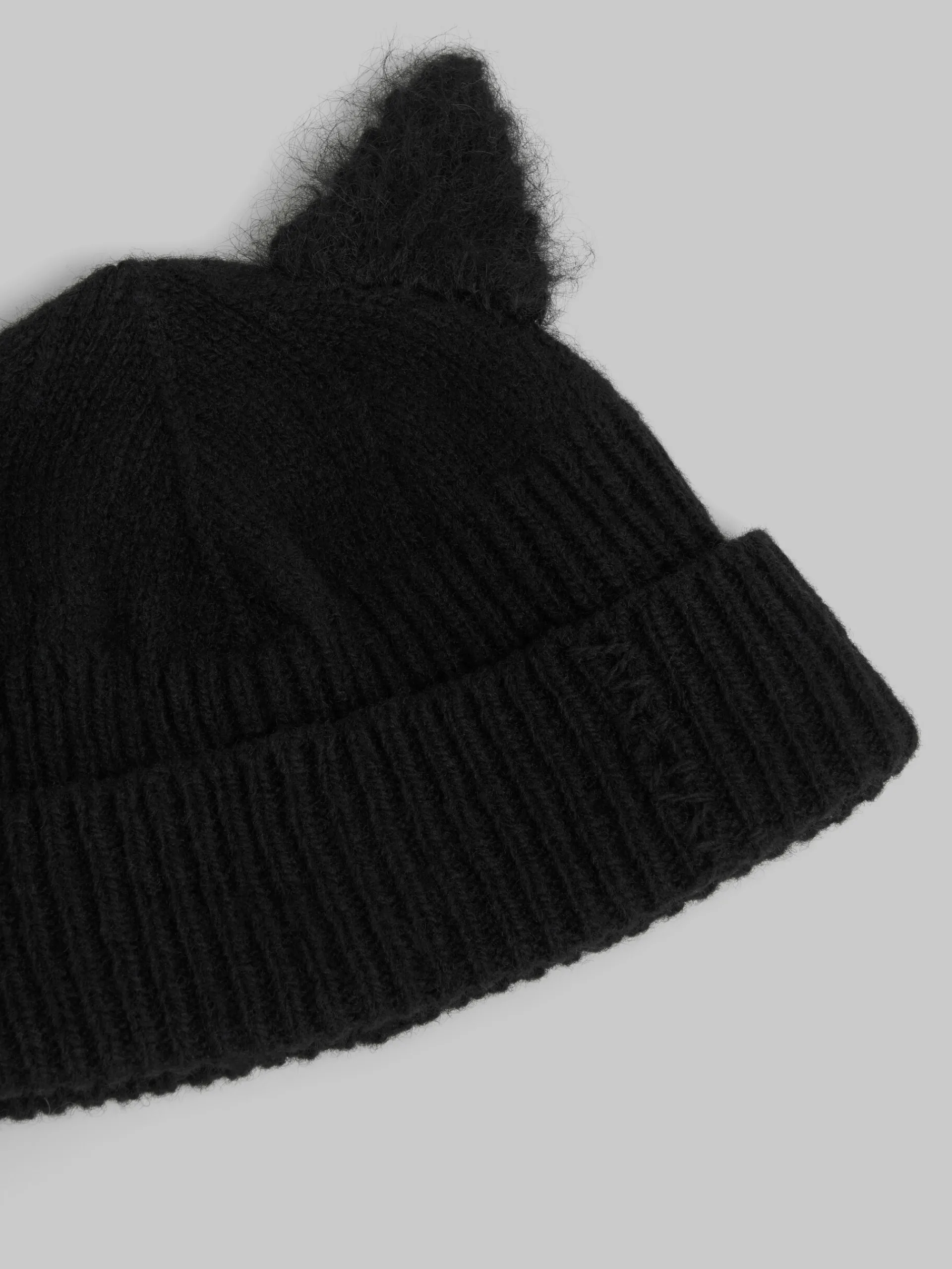 Hats | Hats>Marni Wool Beanie With Mohair Ears BLACK