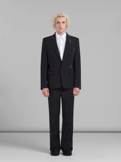 Coats & Jackets>Marni Wool Jacket With Bead Mending BLACK