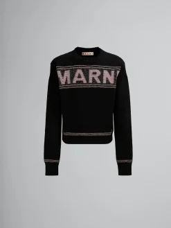 Knitwear>Marni Wool Jumper With Maxi Intarsia BLACK