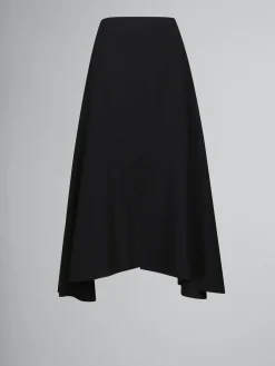 Skirts>Marni Wool Skirt With Asymmetric Hem BLACK