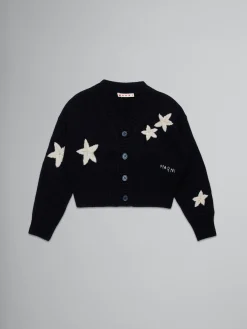 Kids>Marni Wool-blend Cardigan With Stars BLACK