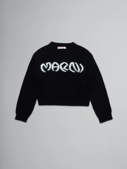 Kids>Marni Wool-blend Pullover With Inlaid Logo BLACK