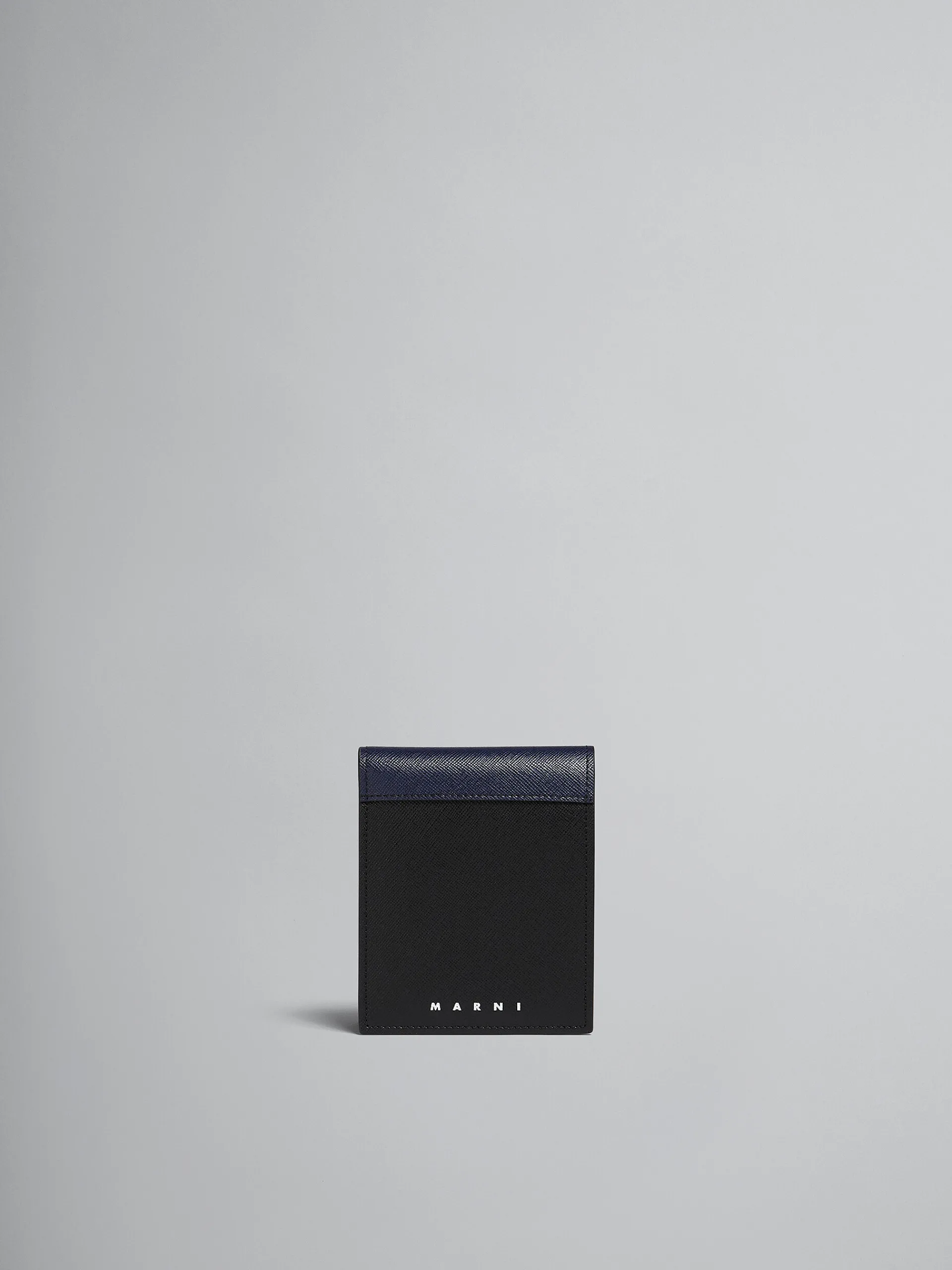 Wallets & Small Leather Goods>Marni Blue And Black Saffiano Leather Bi-fold Wallet BLACK/BLUBLACK