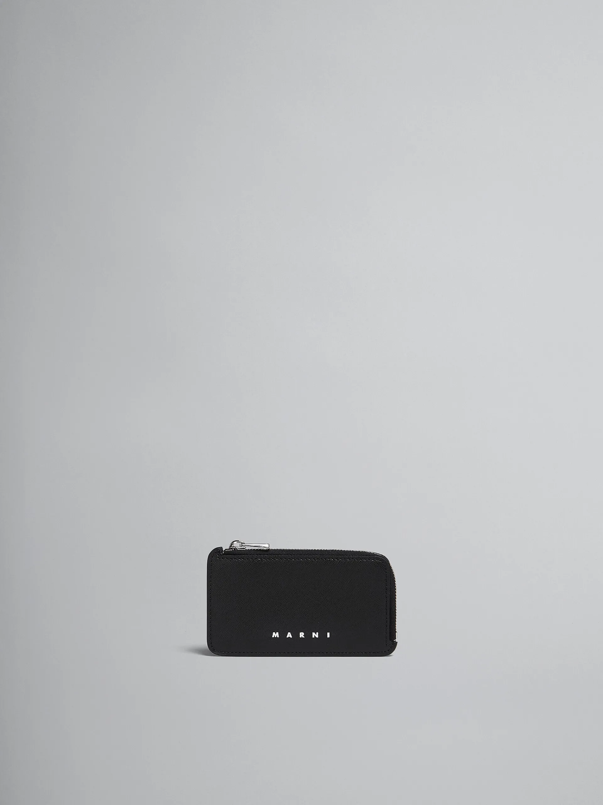 Wallets & Small Leather Goods>Marni Blue And Black Saffiano Leather Zip-around Card Case BLACK/BLUBLACK