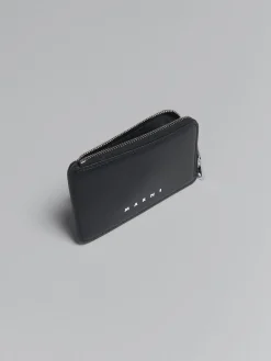 Wallets & Small Leather Goods>Marni Blue And Black Saffiano Leather Zip-around Card Case BLACK/BLUBLACK