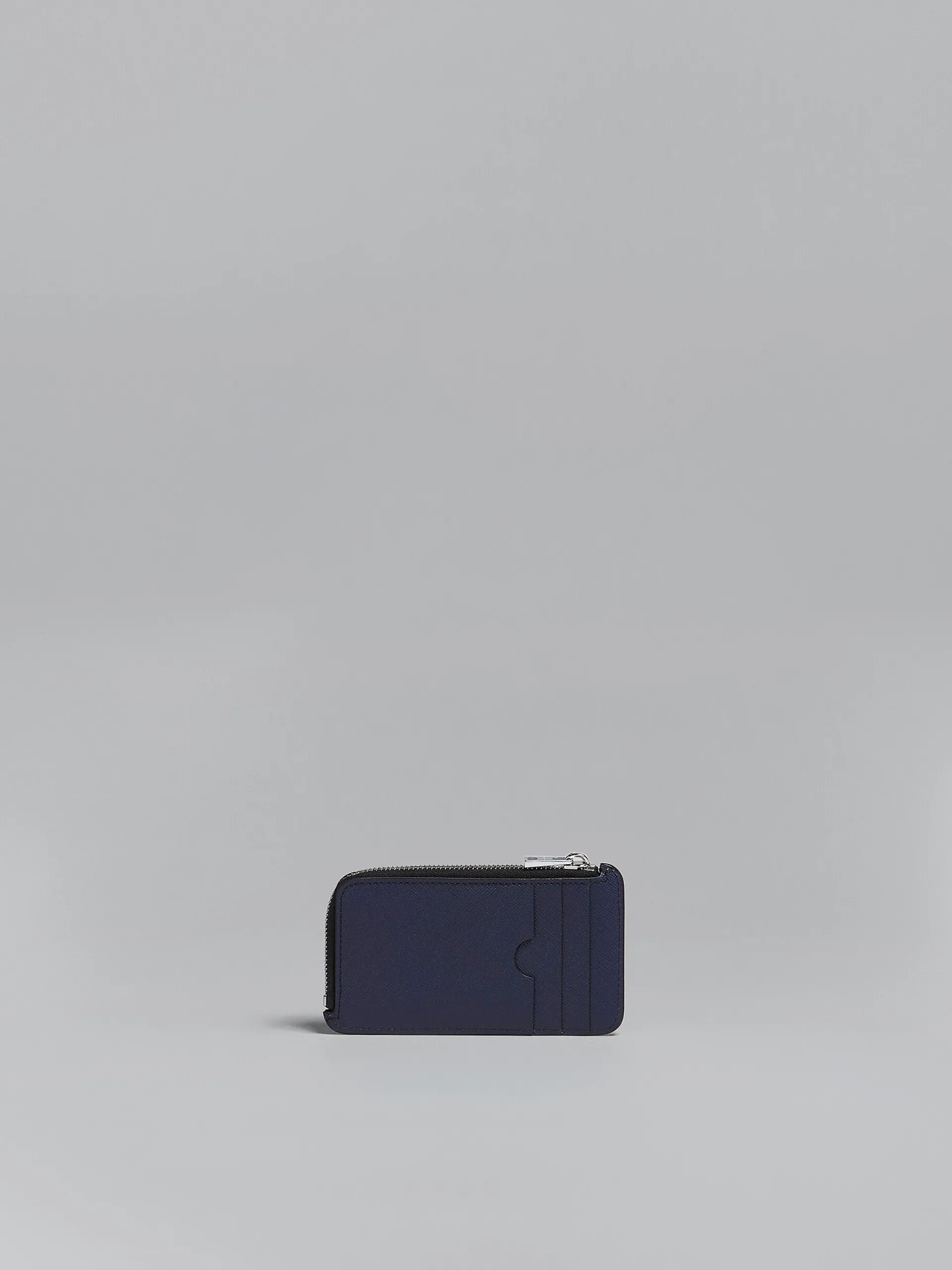 Wallets & Small Leather Goods>Marni Blue And Black Saffiano Leather Zip-around Card Case BLACK/BLUBLACK