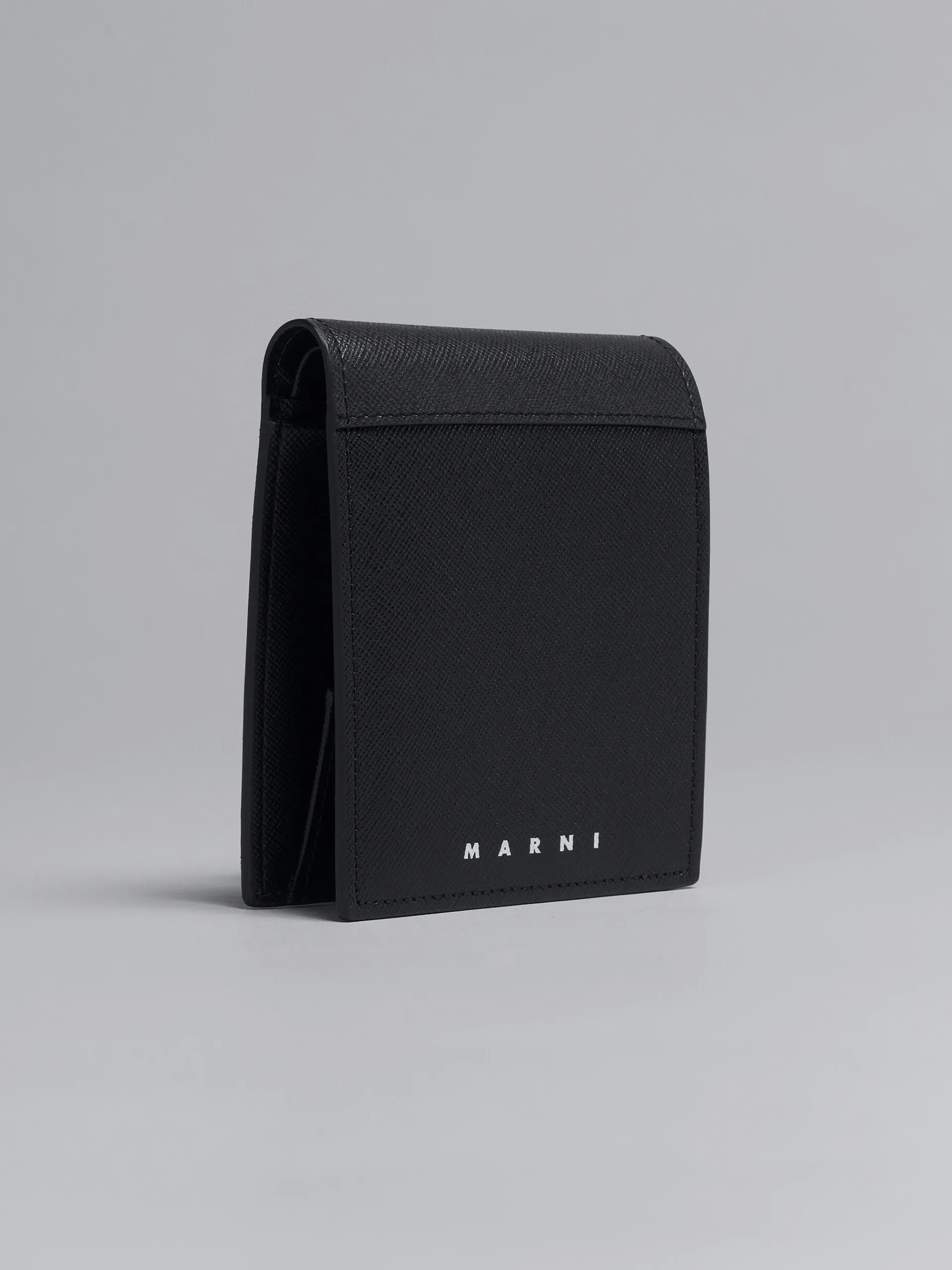Wallets & Small Leather Goods>Marni Blue And Black Saffiano Leather Bi-fold Wallet BLACK/BLUBLACK