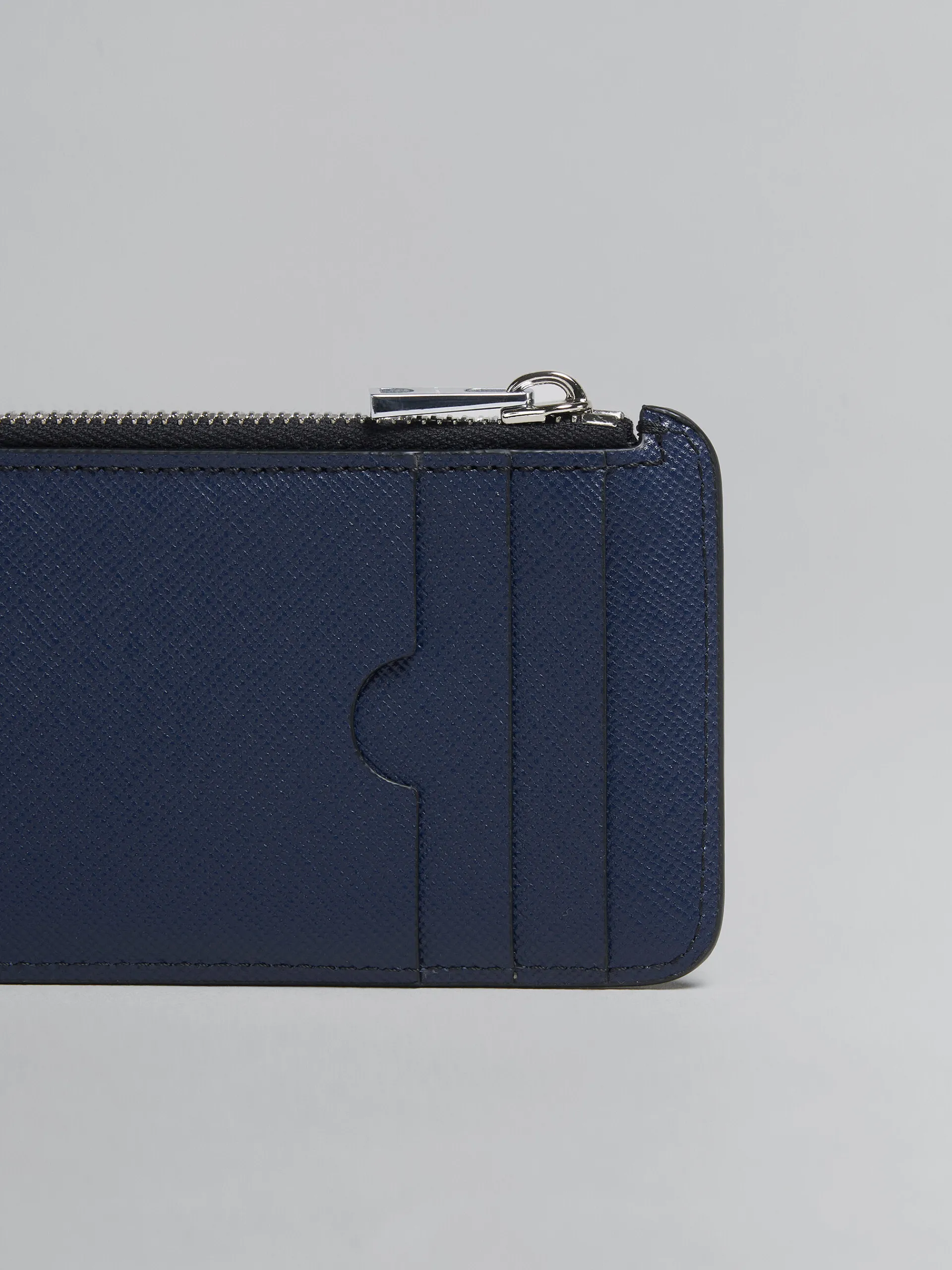 Wallets & Small Leather Goods>Marni Blue And Black Saffiano Leather Zip-around Card Case BLACK/BLUBLACK