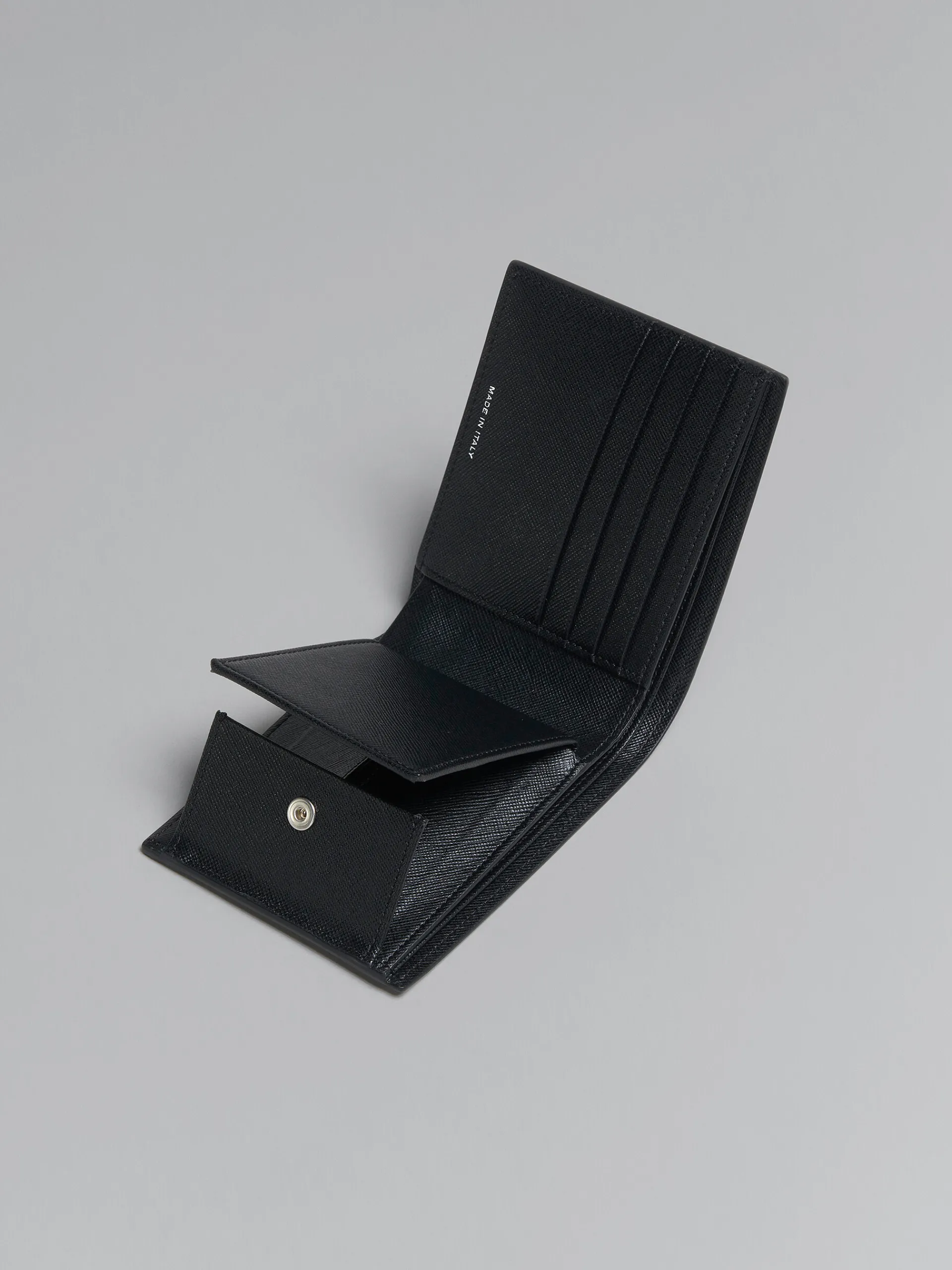 Wallets & Small Leather Goods>Marni Blue And Black Saffiano Leather Bi-fold Wallet BLACK/BLUBLACK