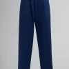 Pants>Marni Blue Black Tropical Wool Cropped Trousers BLUBLACK