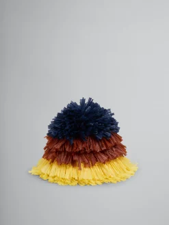 Hats>Marni Blue Brown And Yellow Raffia-effect Bucket Hat BLUESODALITE