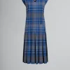 Dresses>Marni Blue Checked Wool Blend Dress With Contrast Pleats MAZARINEBLUE