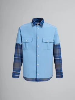 Matching Sets | Tops & T-Shirts>Marni Blue Checked Wool Multi-garment Shirt MAZARINEBLUE
