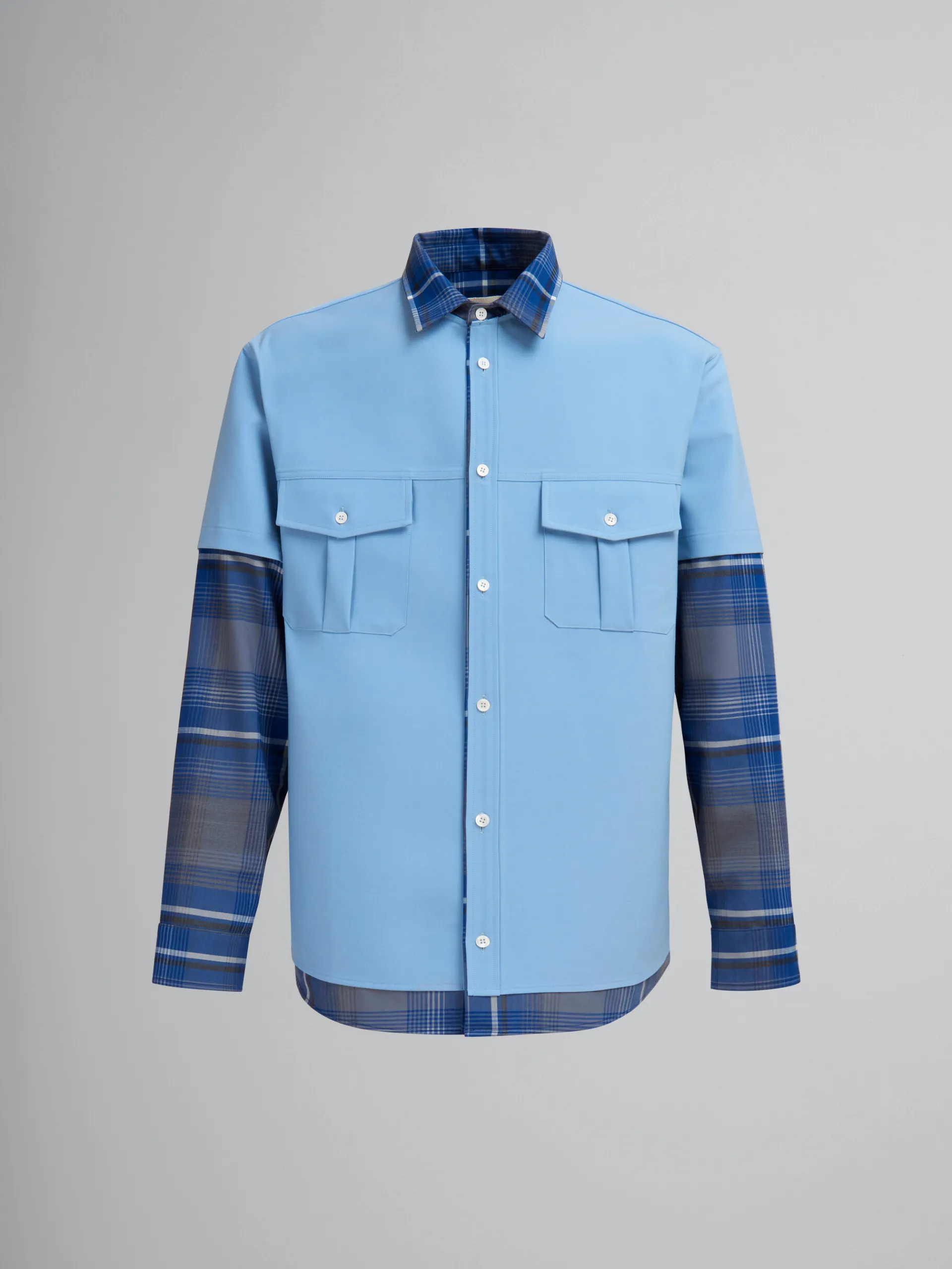 Matching Sets | Tops & T-Shirts>Marni Blue Checked Wool Multi-garment Shirt MAZARINEBLUE