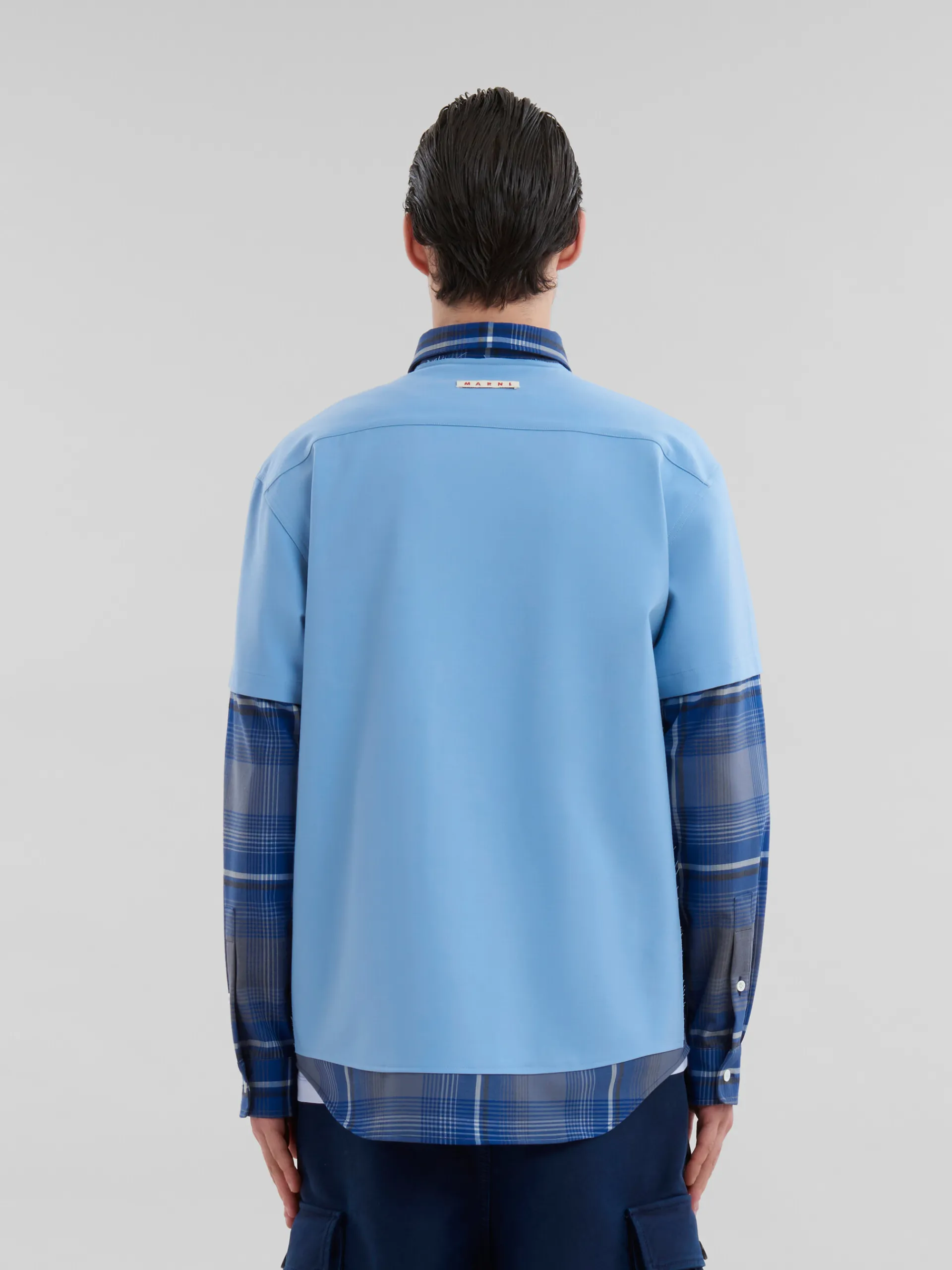 Matching Sets | Tops & T-Shirts>Marni Blue Checked Wool Multi-garment Shirt MAZARINEBLUE
