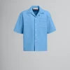 Denim | Matching Sets>Marni Blue Denim Bowling Shirt With Mending Logo AZURE