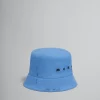 Hats>Marni Blue Denim Bucket Hat With Mending AZURE