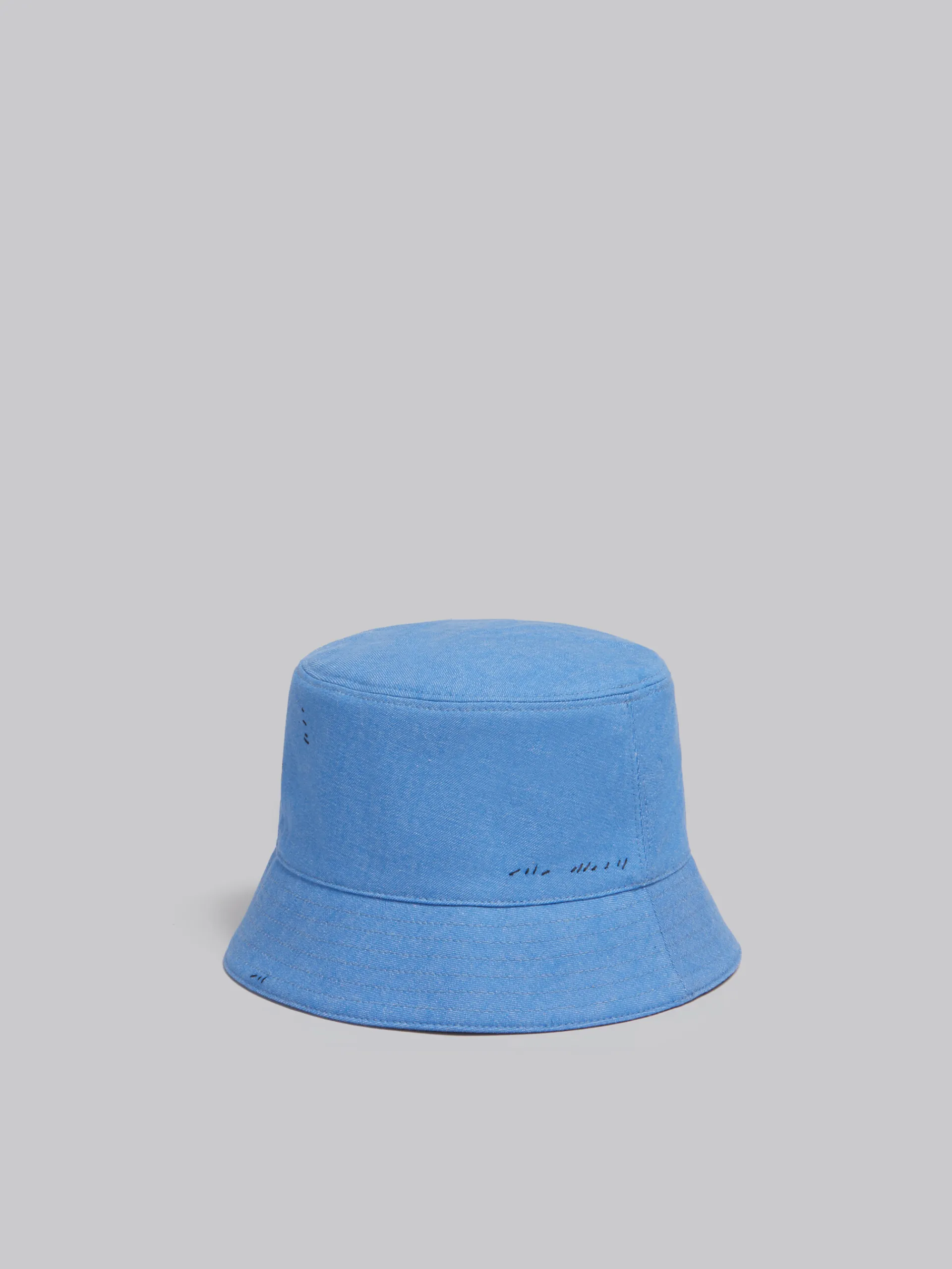 Hats>Marni Blue Denim Bucket Hat With Mending AZURE