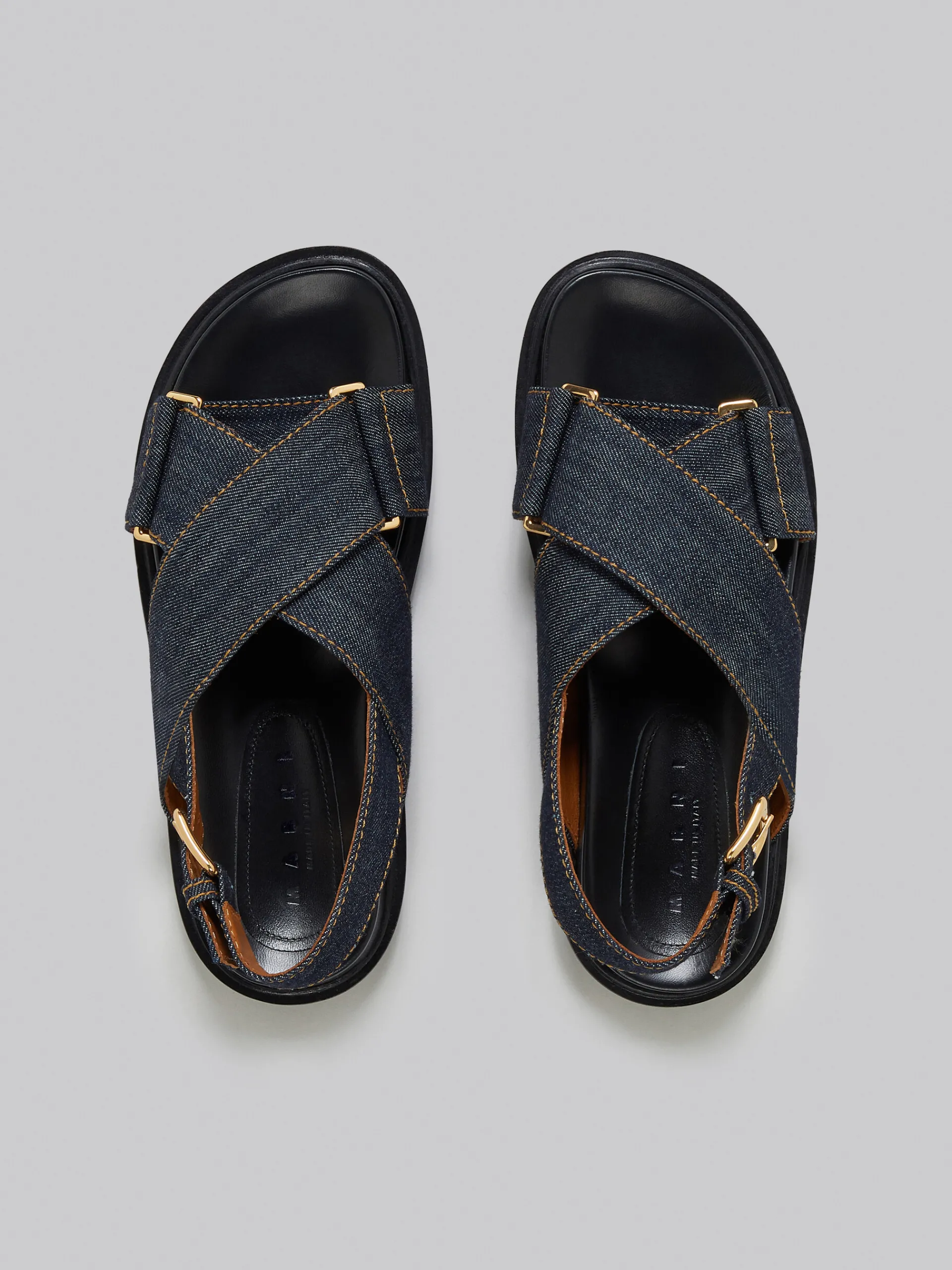 Slides & Sandals | Fussbett>Marni Denim Criss-cross Sandal BLUE