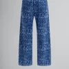 Denim | Pants>Marni Blue Denim Jeans With Bleached Scribble Motif BLUE KYANITE
