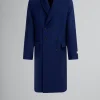 Coats & Jackets>Marni Blue Felt Double-breasted Coat With Mending LIGHTNAVY