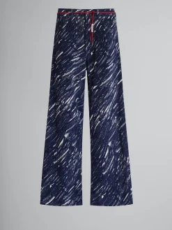 Denim | Pants>Marni Blue Flocked Denim Flared Jeans With Crayon Print TONIC