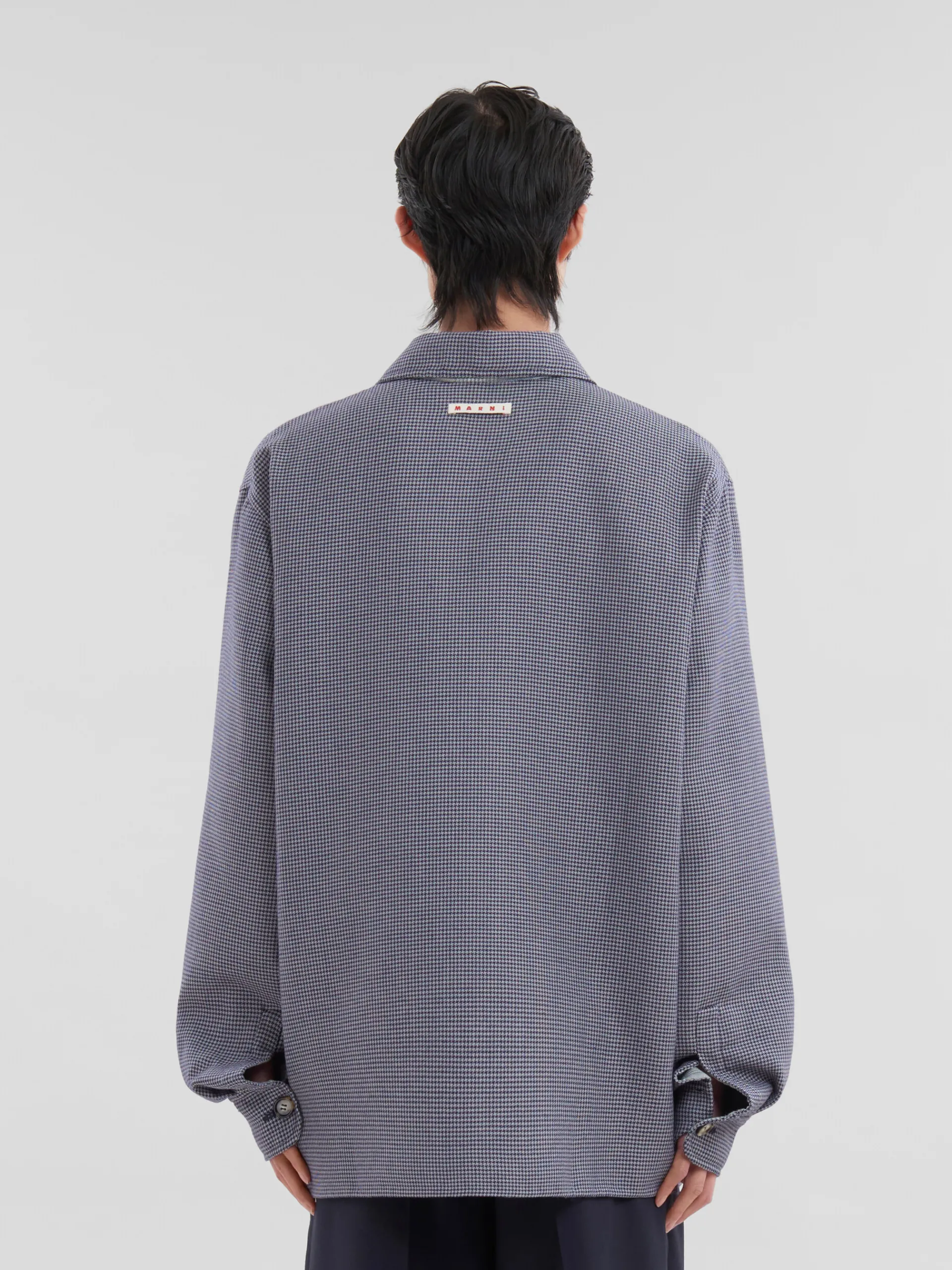 Tops & T-Shirts>Marni Blue Houndstooth Wool Shirt With Pockets ORIONBLUE