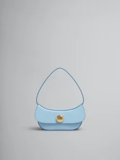 Shoulder Bags>Marni Blue Leather Butterfly Small Hobo Bag LIGHTBLUE