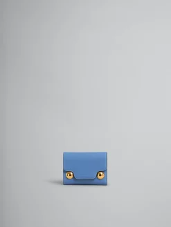Wallets & Small Leather Goods>Marni Blue Leather Trunkaroo Trifold Wallet OPAL