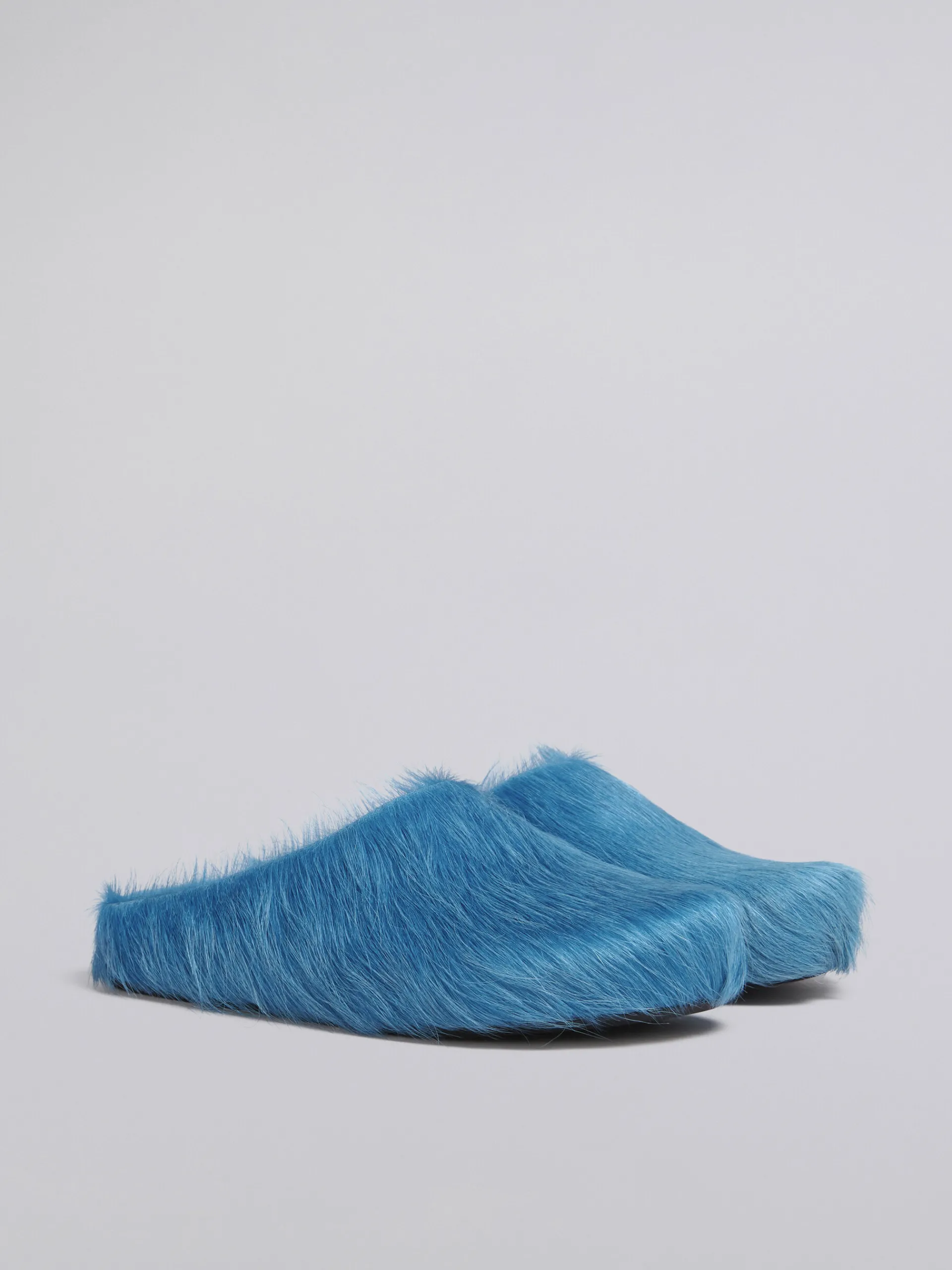 Fussbett Sabot>Marni Blue Long Hair Calfskin Fussbett Sabot MINERALBLUE