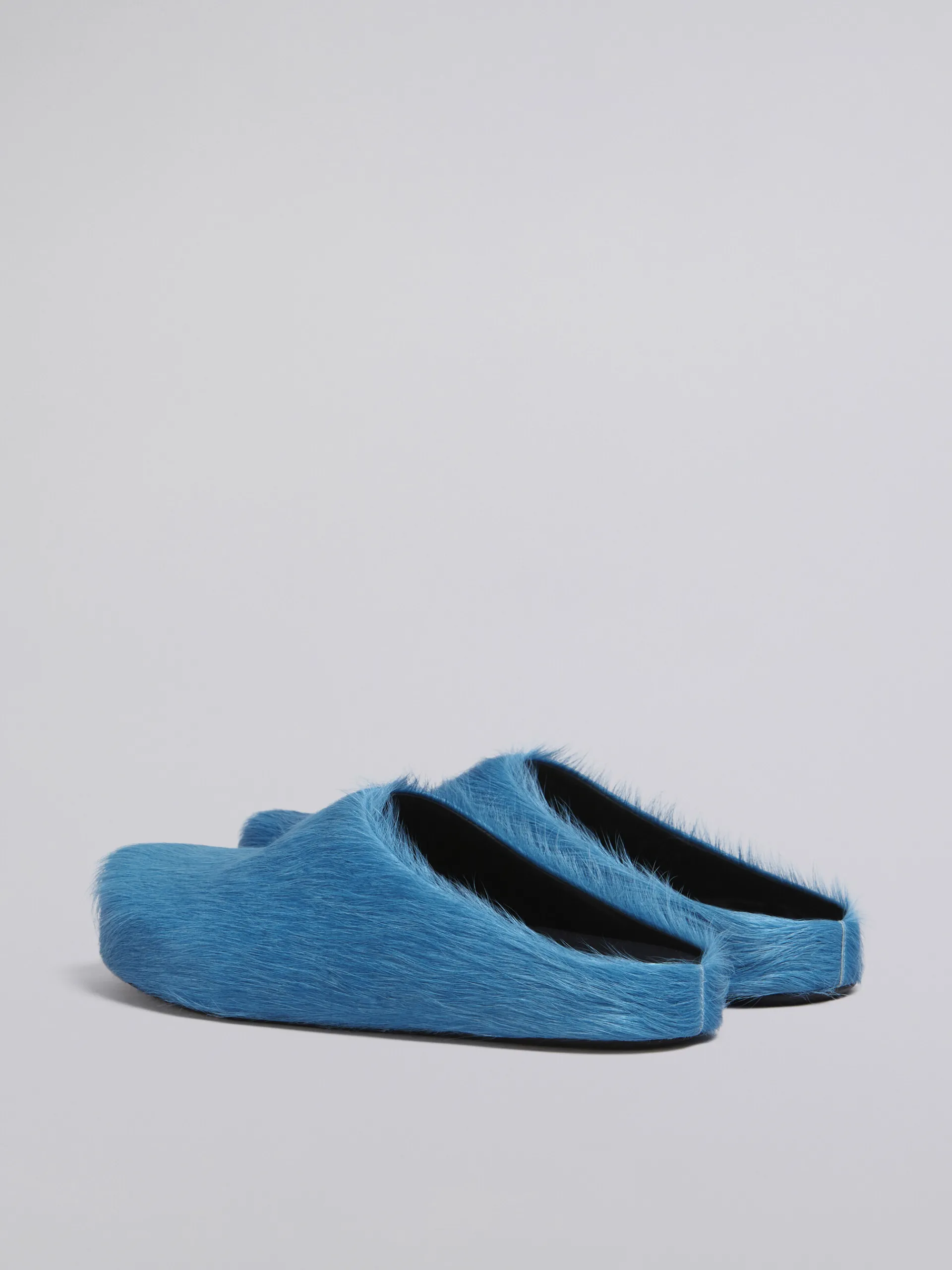 Fussbett Sabot>Marni Blue Long Hair Calfskin Fussbett Sabot MINERALBLUE