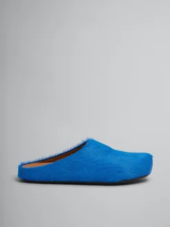 Fussbett Sabot>Marni Blue Long-hair Calfskin Fussbett Sabot MAZARINEBLUE
