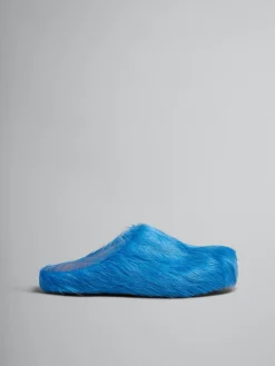 Flats | Fussbett>Marni Blue Long-hair Calfskin Fussbett Sabot ROYAL
