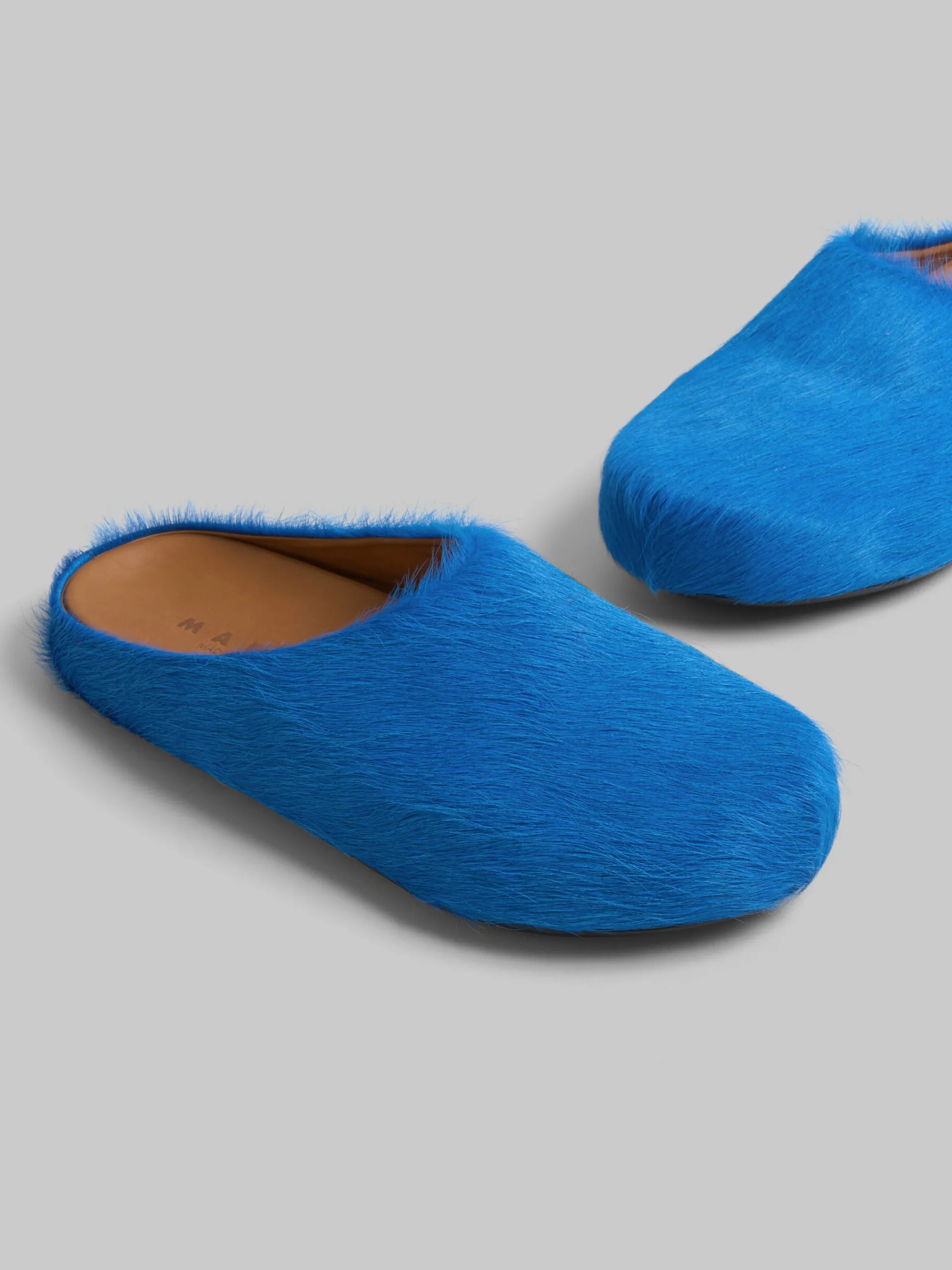 Fussbett Sabot>Marni Blue Long-hair Calfskin Fussbett Sabot MAZARINEBLUE