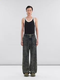 Pants>Marni Blue Marble Denim Straight-leg Jeans NOMAD/BEIGE