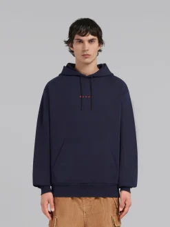 Sweatshirts>Marni Blue Organic Cotton Hoodie With Print BLUMARINE