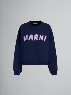 Sweatshirts>Marni Blue Organic Cotton Sweatshirt With Print BLUE KYANITE