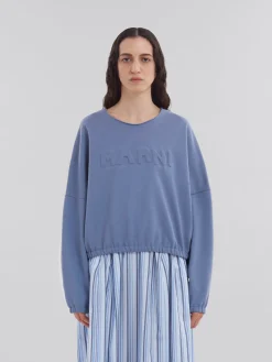 Sweatshirts>Marni Blue Organic Cotton Sweatshirt With Padded Logo SHADOW