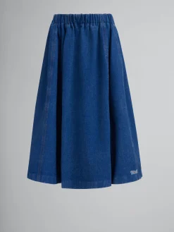 Denim | Skirts>Marni Blue Organic Denim Elasticated Midi Skirt OCEAN